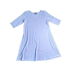 Eileen Fisher Lavender 1/2 Sleeve Jersey T-Shirt Dress V Neck Stretch XS